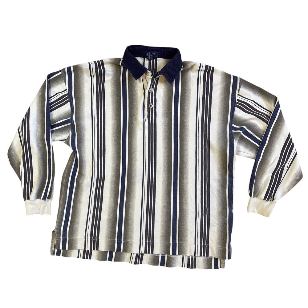 Gant Vintage Striped Polo with Corduroy Collar Size XL XLarge
